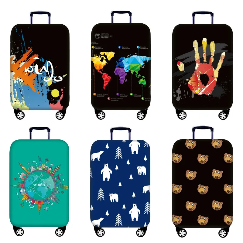 

Colored Hands Earth Printed Luggage Case , Suitcase Protective Cover for 18-32 Inch , Trolley Elastic Luggage Cover
