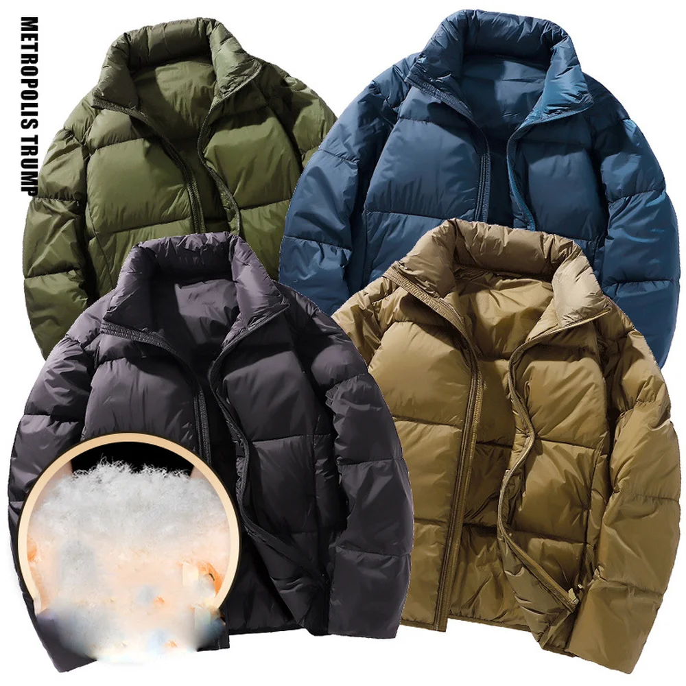 Covrlge Stand-up Collar Basic Down Jacket Coat Solid Color Thick Jacket Men Loose Shiny Warm Coat Couples Streetwear Male MWY043