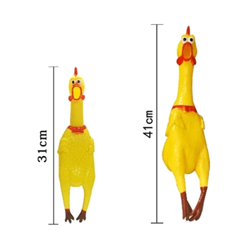 

17CM 31CM 41CM Funny Yellow Plastic Shrilling Chicken Pet Dog Training Toys Squeeze Squeak Squeaker Chew Screaming Pets Toy Gift