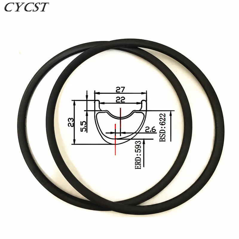 CYCST 29er 27 мм x 23 горный или Кроссовый велосипед супер легкий 285 г карбоновые диски UD