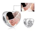 Пользовательские фото бусины 925 пробы серебро ручной печати сердце талисманы подходят браслет ожерелье женщины ребенок юбилей ювелирные изделия подарок