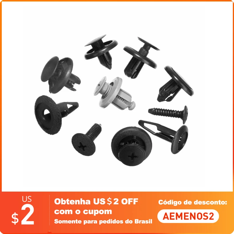 

100pcs Universal Car Bumper 10 Styles Mixed Plastic Rivets Fasteners Screw Car Accessories for Nissan Toyota Focus Kia