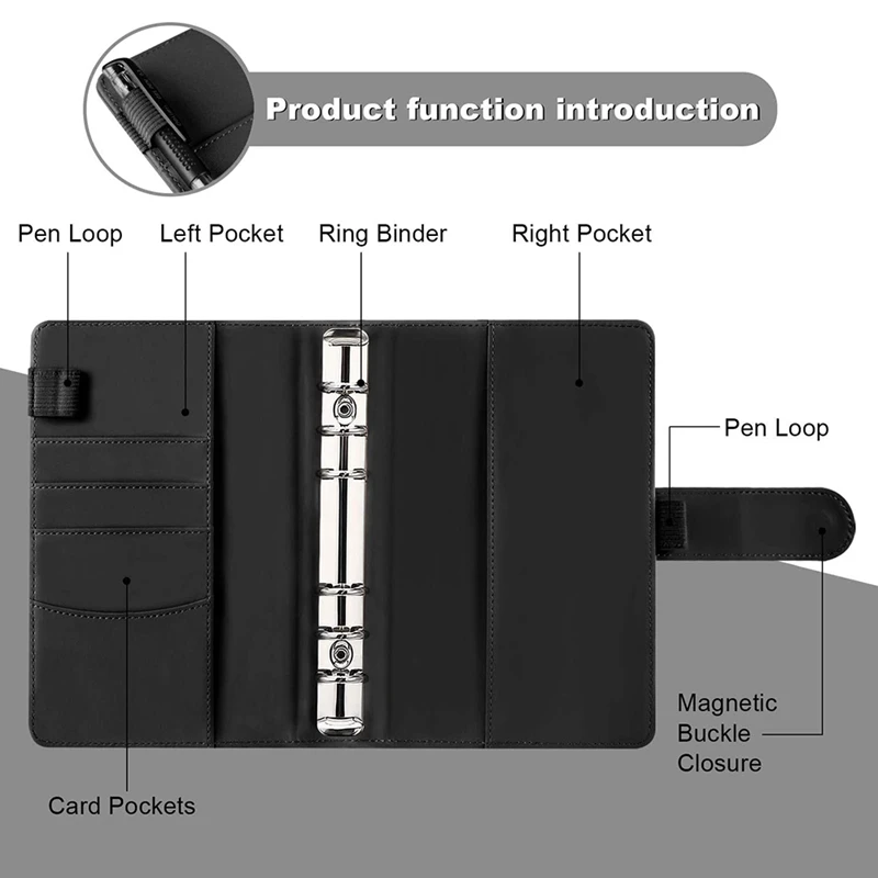 

14 Binder Bags A6 with Leather Binder Cover, 6 Rings Budget Binder with Cash Envelope, Money Saving Binder