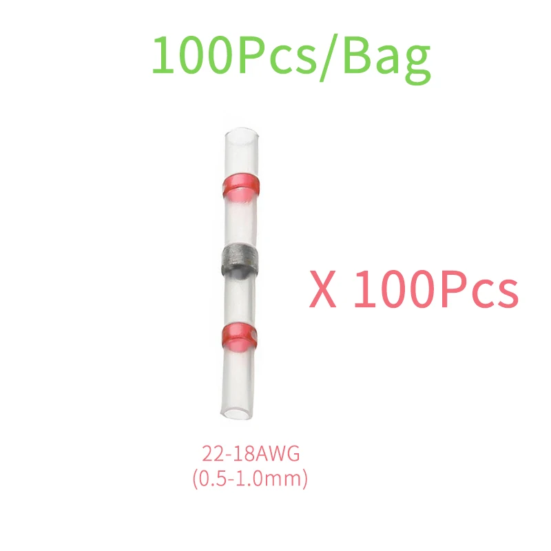 100Pcs Red-Bag 50 100 200 250 шт Термоусадочные Припоя рукава стыковые провода соединитель водонепроницаемый терминалы набор для автомобиля Авто Лодка дом - Цвет: 100Pcs Red-Bag