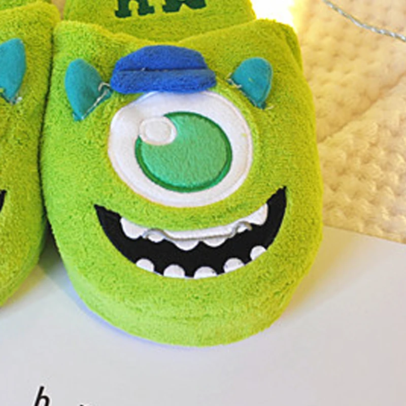 Cartoon cotton mop soft bottom winter home plush slippers female lovely couple day home