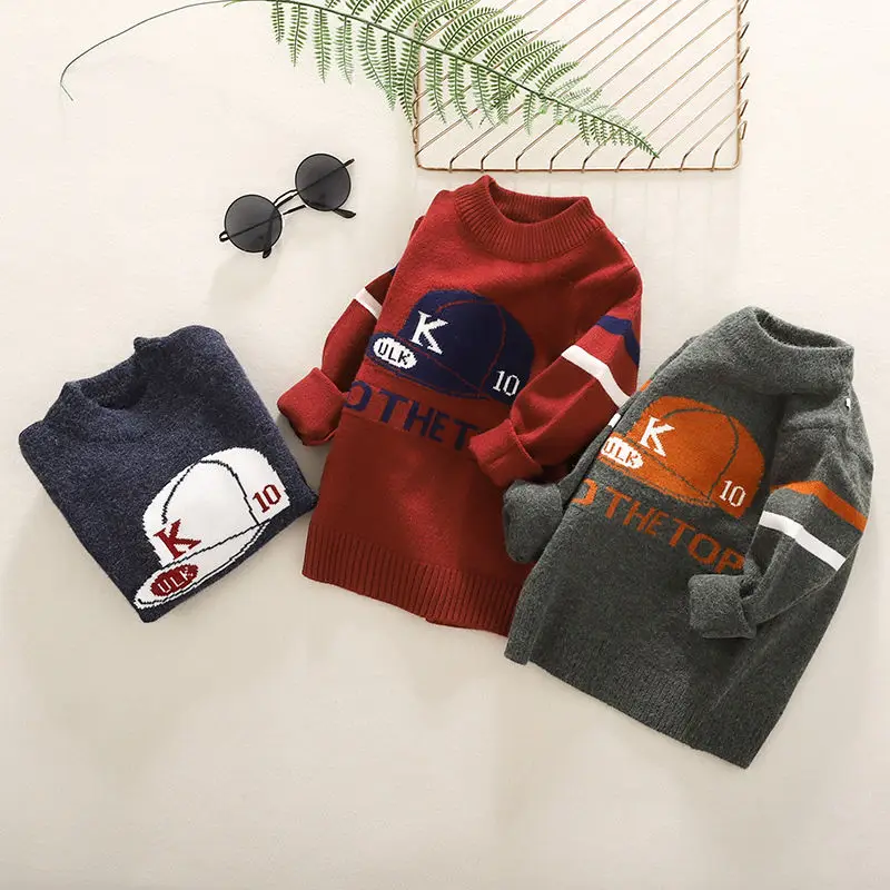 Детский свитер для мальчиков Осень зима 2019 Вязаная хлопковая одежда малышей