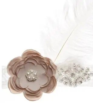 Винтажный ободок с пером и кружевом для девочек мягкая белая повязка на голову