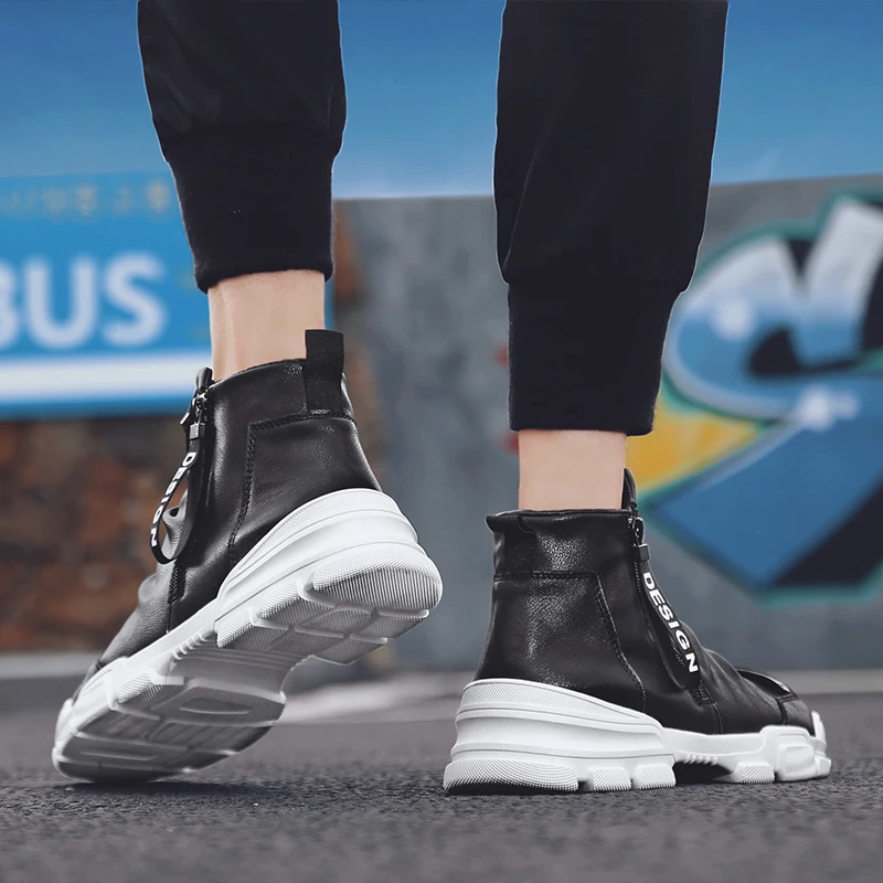 Зимние мужские ботинки из искусственной кожи; Botas Masculina; модная мужская зимняя обувь на молнии; 5#30/15E50