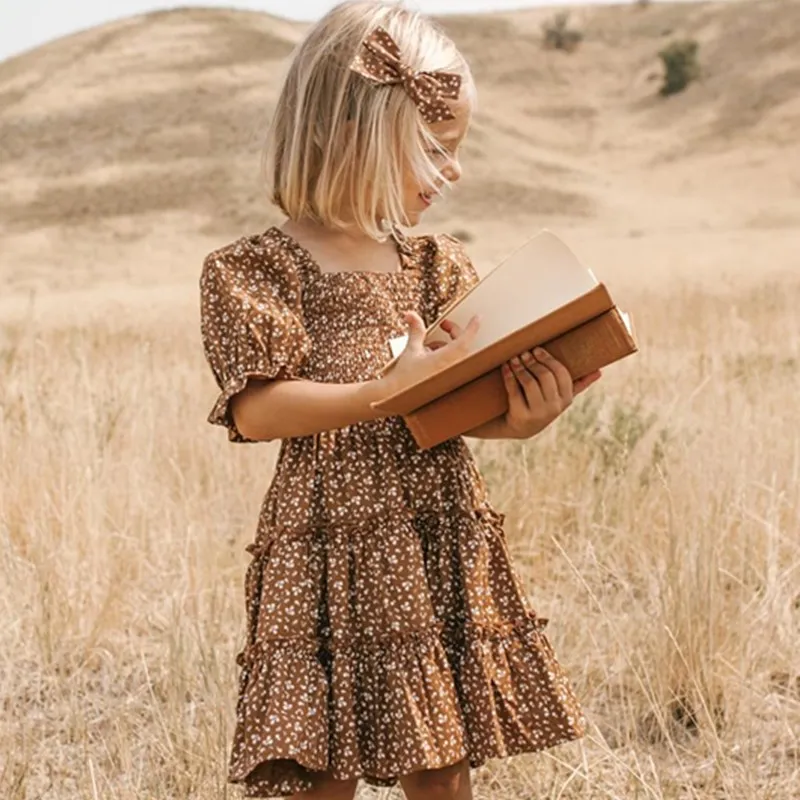 

Винтажное летнее платье для девочек 3-8 лет