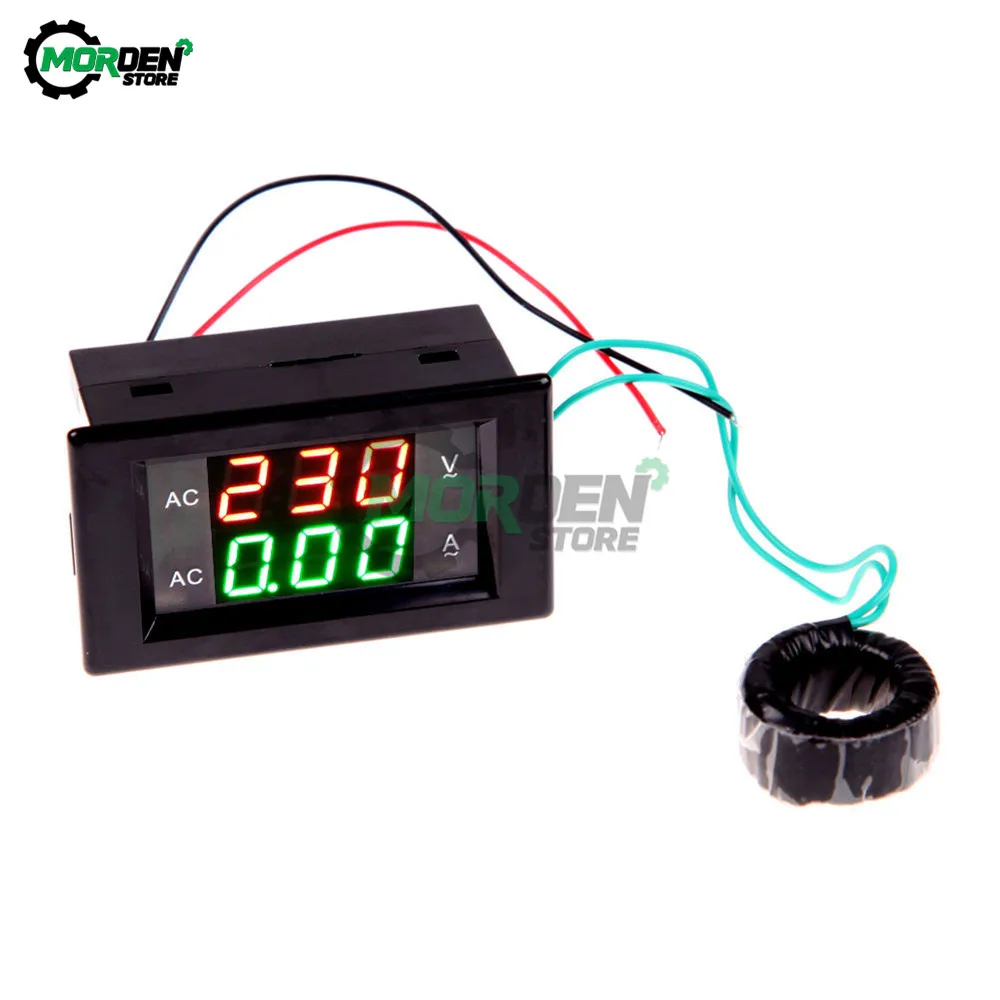 

100A Цифровой вольтметр переменного тока Амперметр Двойной светодиодный Дисплей Питание Напряжение измеритель тока Вольт тестер детектор П...