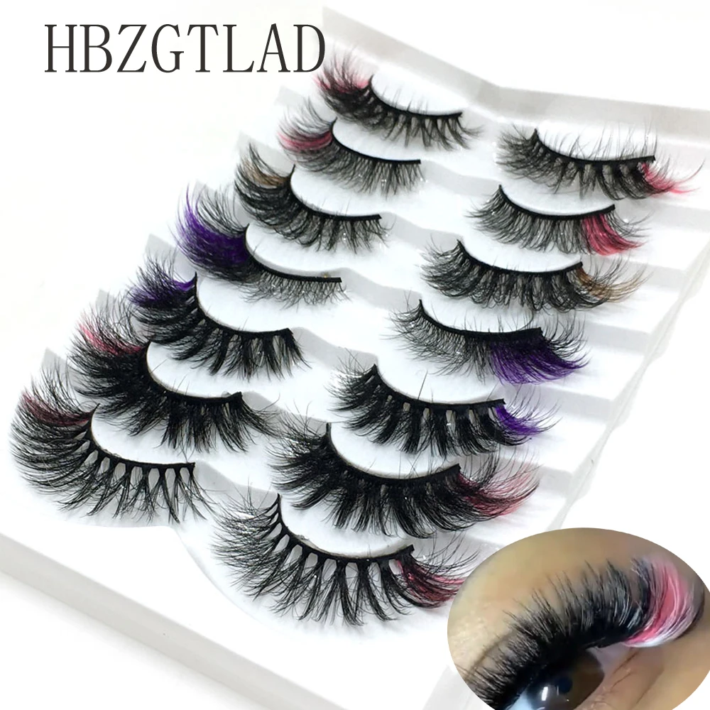 

7pairs Colored Eyelash 3D Mink 8-25mm Color Lashes Natural Fluffy False Lashes Bulk Colorful Fake Eyelashes for Dramatic Makeup