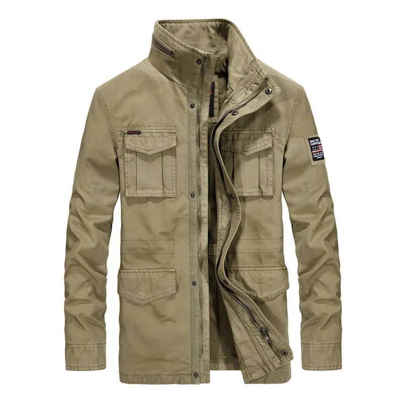 

Autumn Jacket Men's Casual Loose Outdoor Fashion Washed Cotton Stand Collar Windbreaker Mens Fashion Clothing Trends Coat Men