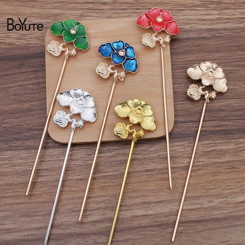 

Эмалевые палочки для волос BoYuTe (10 шт./лот) 36*36 мм в виде листьев лотоса, Ретро китайские аксессуары для волос, сделай сам, ювелирные материалы ...