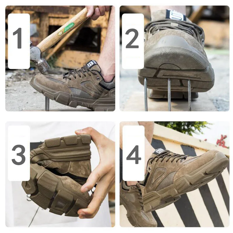 

New Sneakers Work Shoes 2019 Fashion Lightweight Breathable Men Steel Toe Industrial & Construction Work Safety Boots