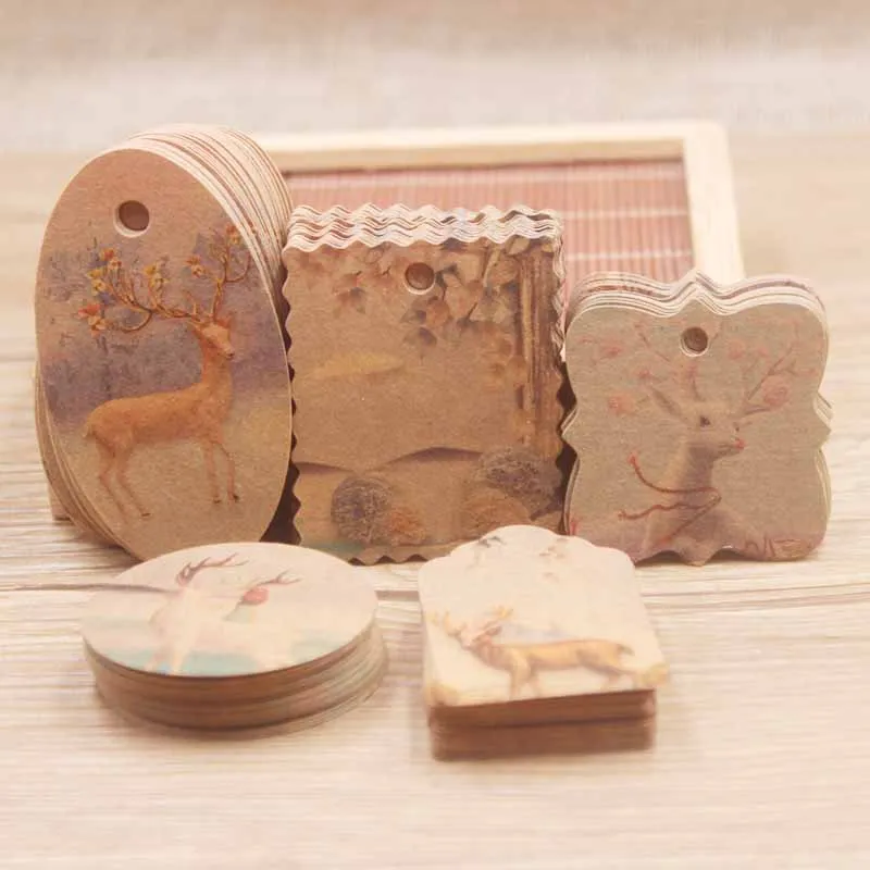 50 шт. новые дизайнерские ярлыки красивая печать Белый/крафт-цвет на выбор горячая