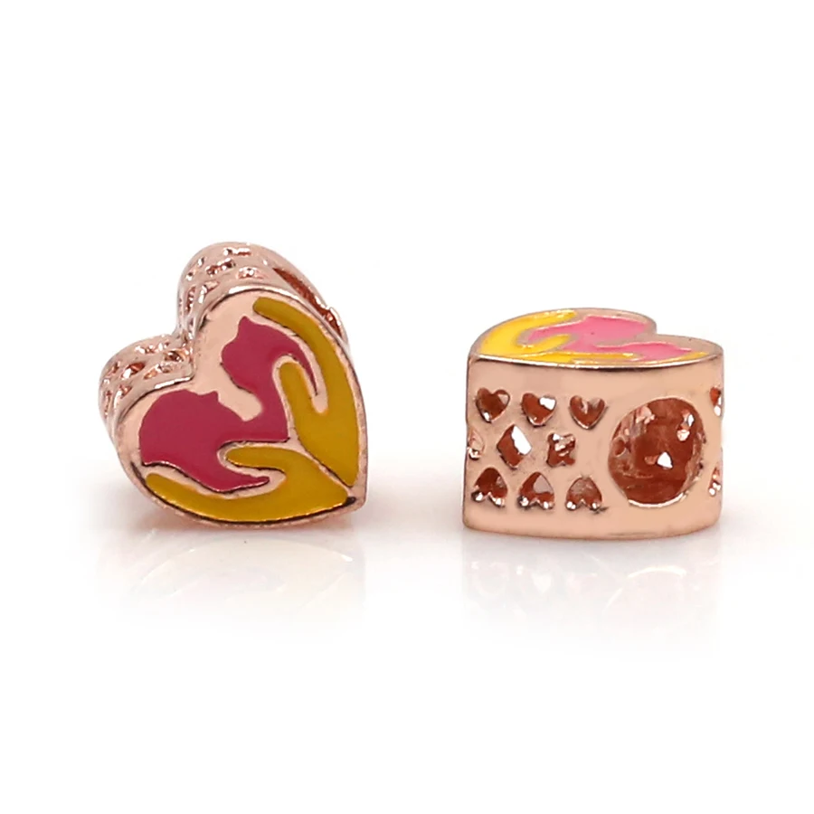 DINGLLY 2Pcs Guardian Love Heart Charm beads Fit Original Beaded Bracelet For Women Mom Men Bangle Necklace Jewelry | Украшения и