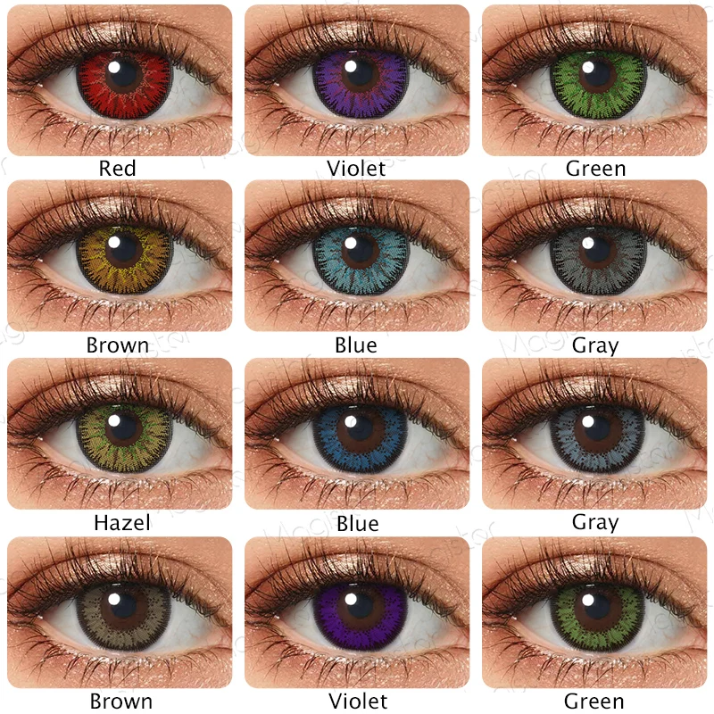 2 шт./пара цветные линзы для глаз голубые Зеленый карие Макияж красного цвета