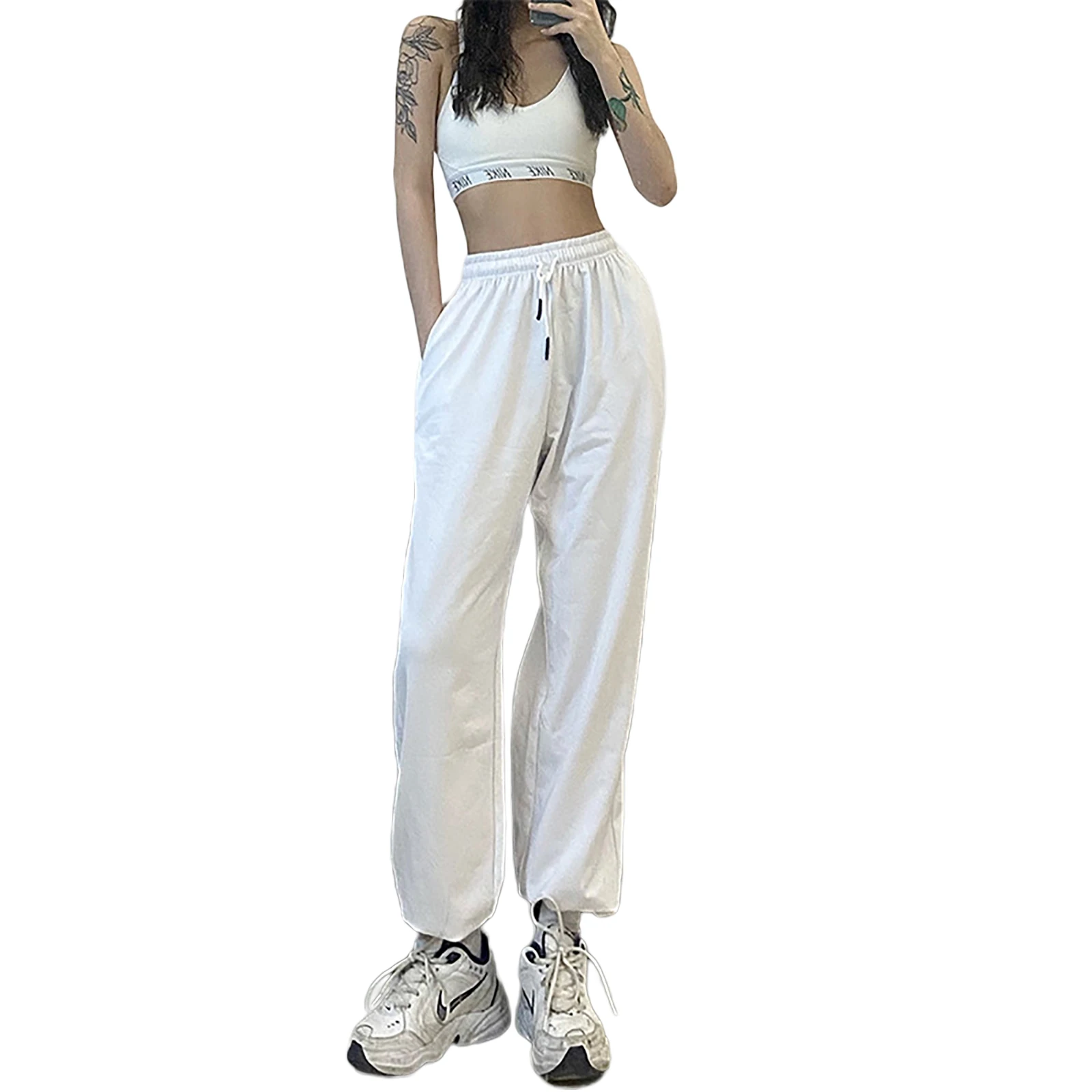 

New Women Joggers High Waist Long Baggy Pants Women Sweatpants Loose Trousers 2021 Summer Lace Up Pants Streetwear Clothes Up