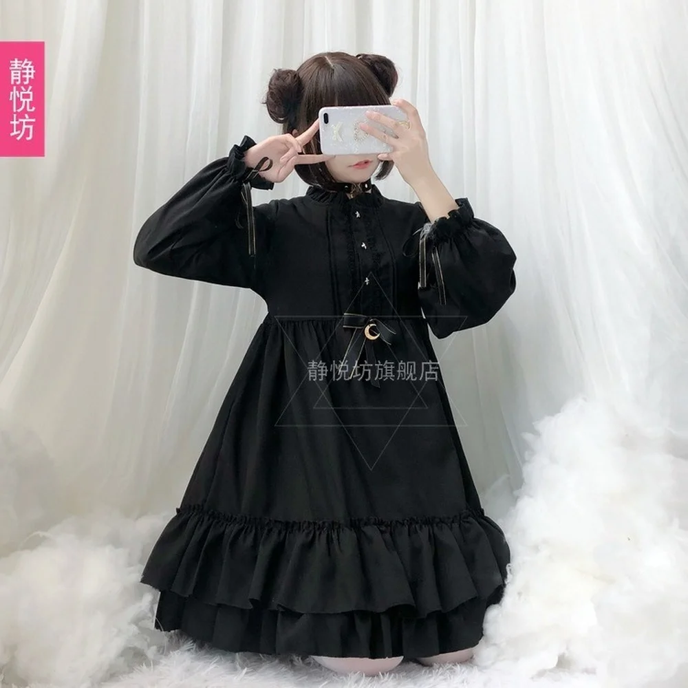 Одежда в стиле &quotЛолита&quot замок под лунным свечением осень и зима с длинным