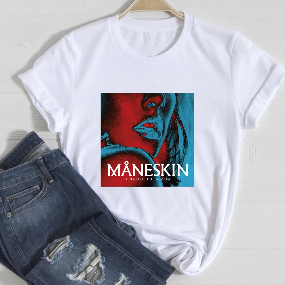 

Summer Maneskin Band Vintage T Shirt Men's Clothing Print Music Festival White Tshirt Short Sleeve Unisex Casual Couple Tee Male
