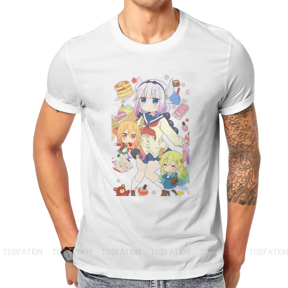 

School grills Miss Kobayashi's Dragon Maid T Shirt Classic Graphic Big size Crewneck TShirt Top sell Harajuku Men's Clothing