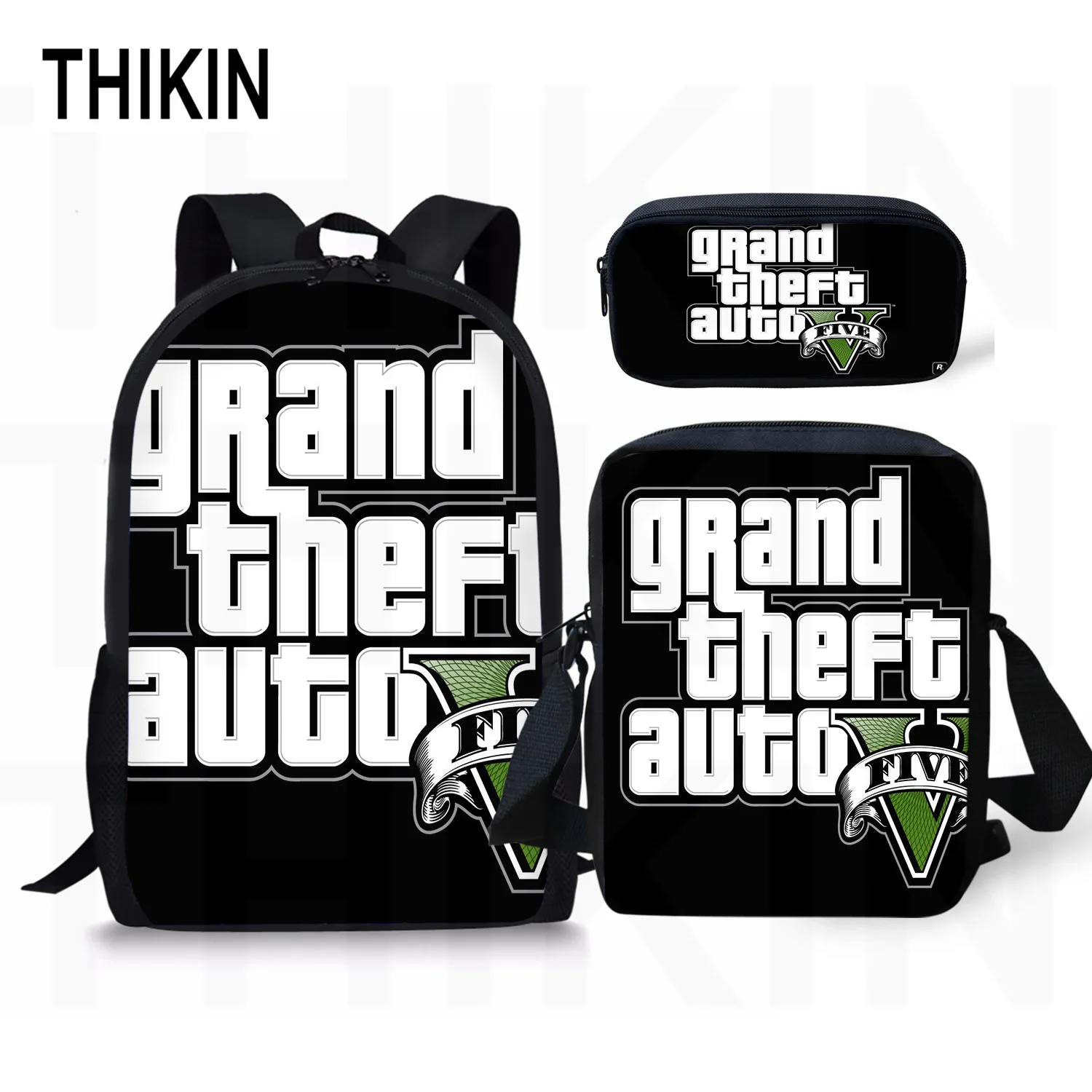 as picture THIKIN Grand Theft Auto школьные сумки для подростков мальчиков 3 шт./компл. сумки на плечо крутая игра GTA рюкзак комплект для детей; обувь для девочек; обувь для студентов; Mochila - Цвет: as picture