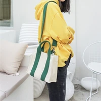 5pcs lot shopping bag fashion splicing packet reusable tote pouch casual folding girls big capacity single shoulder bag