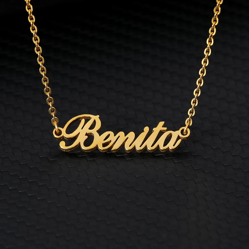 Пользовательское имя ожерелья для мужчин и женщин Цвет золотистый серебристый