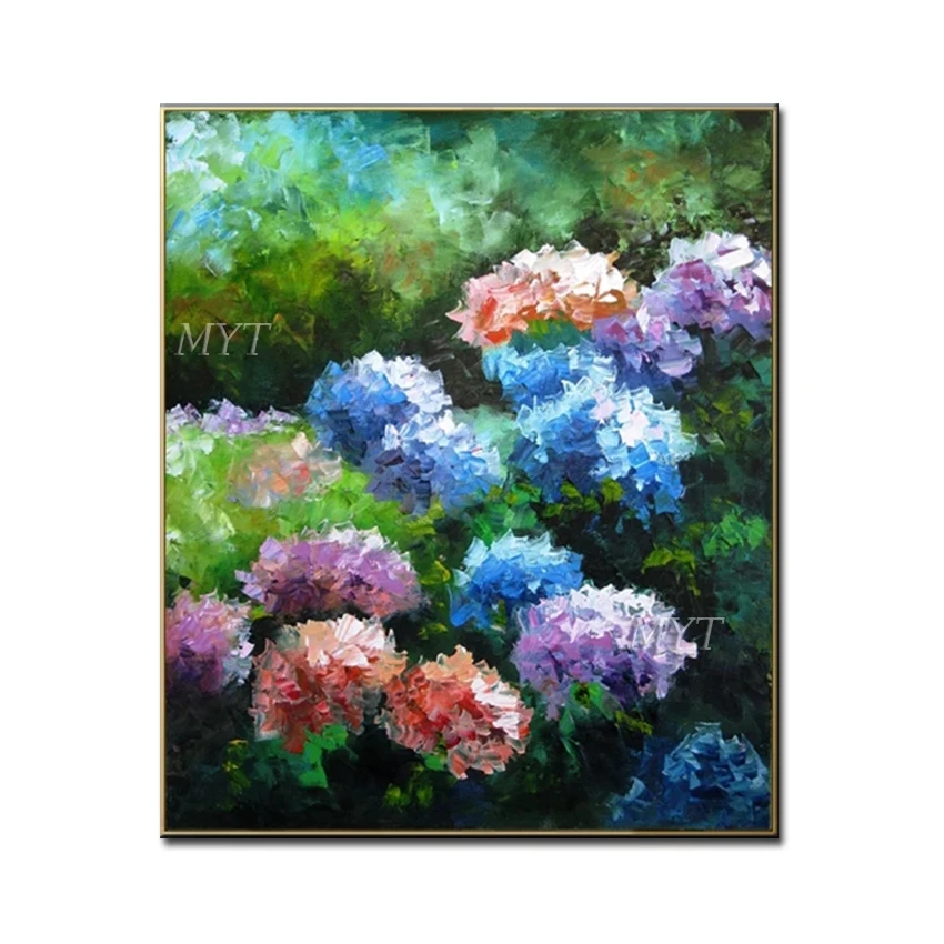 

Beautiful Hydrangea Of Different Colors Abstract Oil Painting Wall Art Home Decor Picture On Canvas 100% Handpainted No Framed