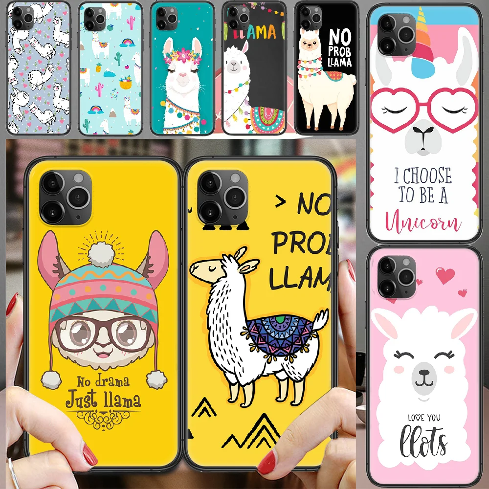 Чехол для телефона No Prob Lama Alpacas iphone 5 5s se 2 6 6s 7 8 12 mini plus X XS XR 11 PRO MAX black 3D prime | Мобильные