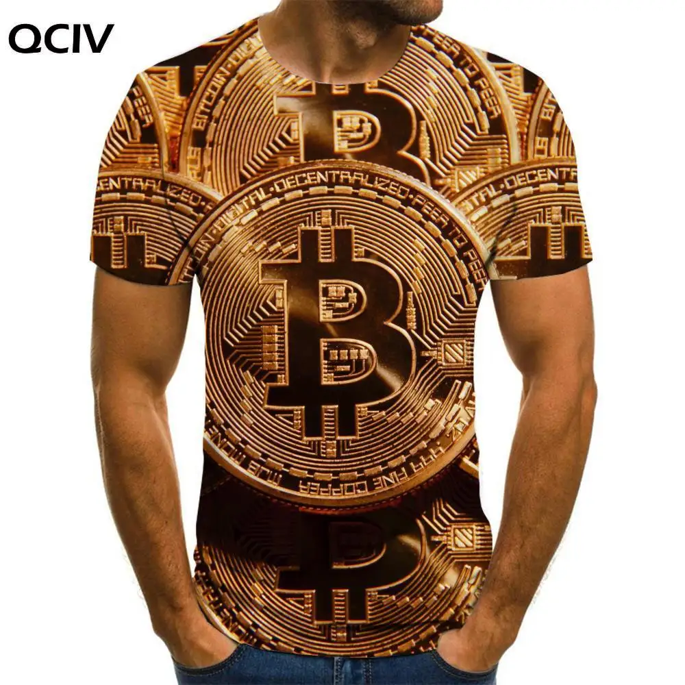 

QCIV Brand Bitcoin T shirt Men Retro Tshirt Printed Metal T-shirts 3d Harajuku Funny T shirts Mens Clothing Hip hop Printed Slim