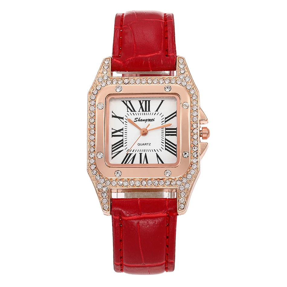 Montre femme Новые квадратные женские часы Роскошные бриллиантовые римские Кварцевые