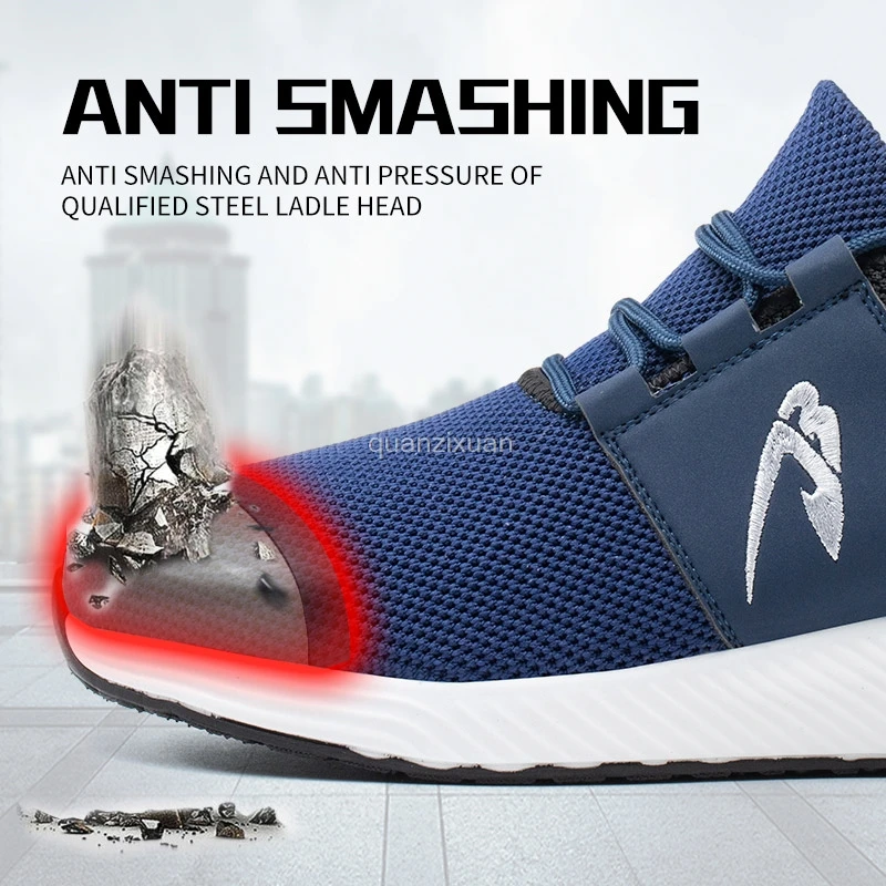

Work Sneakers Men Indestructible Steel Toe Work Shoes Safety Boots Men Anti-Stab Working Shoes For Men Black Blue Grey Plus Size