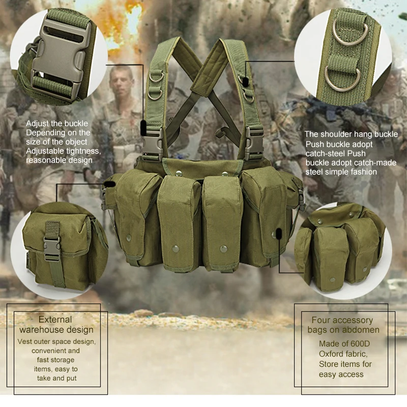 

Chest Rig Tactical Vest Military Army Equipment Pouch Outdoor Airsoft Paintball Hunting Vest Men Tactical Chest Pouch