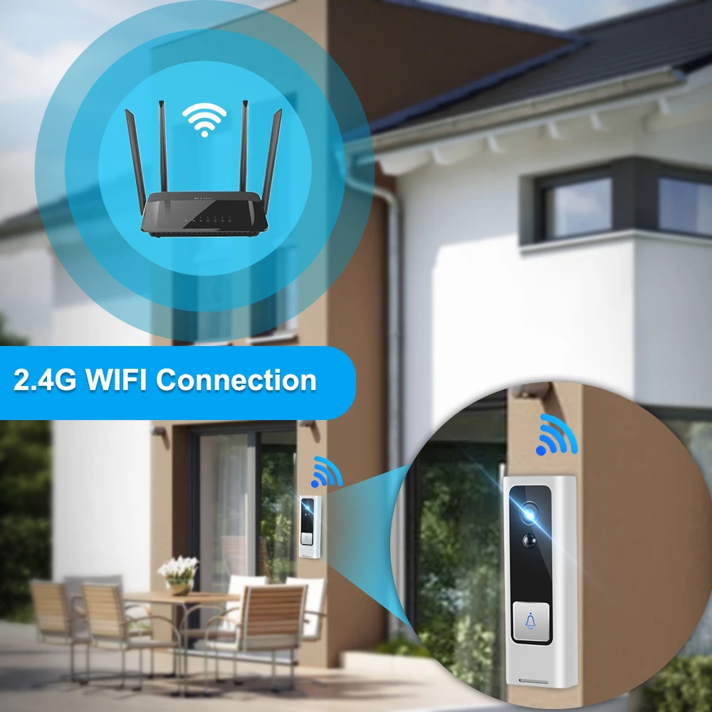 Умный беспроводной дверной звонок с Wi-Fi на батарейках видеодомофон домашняя