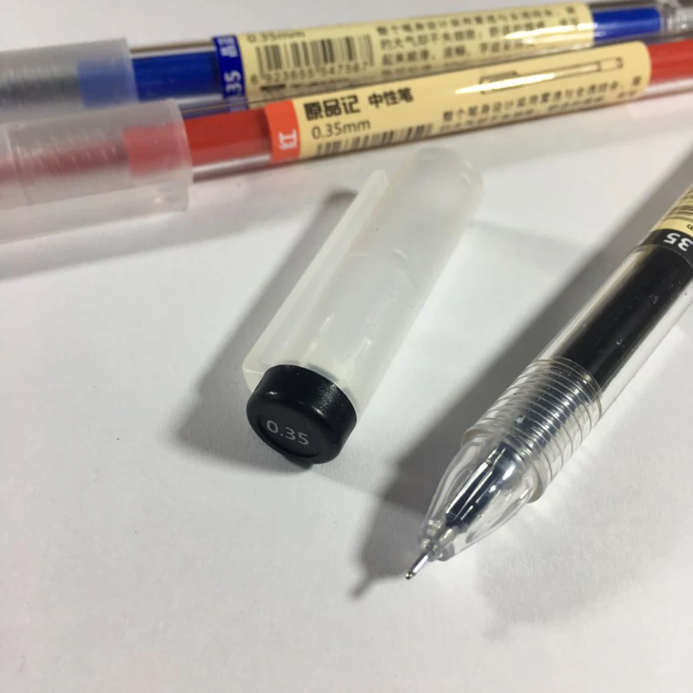 

12 шт./лот простая короткая гелевая ручка 0,35 мм черная красная чернильная ручка школьная офисная студенческий еггинсы канцелярские принадле...