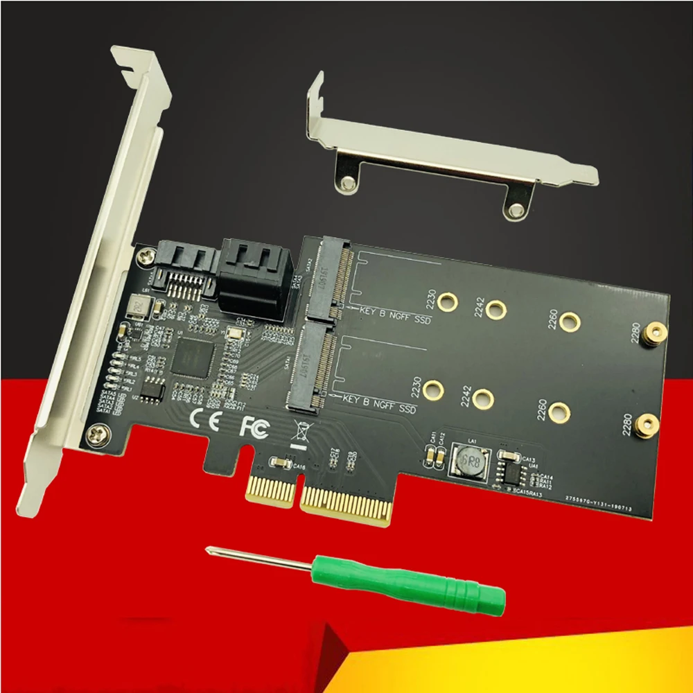RAID0 RAID1 AHCI Raid контроллер SATA M.2 PCI Express карта 2 порта SATA3.0 6 Гбит/с + NGFF SSD B Key|Платы
