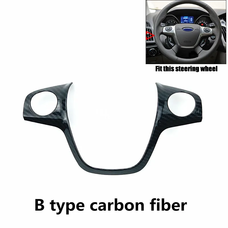 steering wheel Btype Для Ford Focus 3 2012- полностью внутренняя наклейка из углеродного волокна наклейка крышка ручка вентиляционная консоль панель Корпус чехол Аксессуары - Название цвета: steering wheel Btype