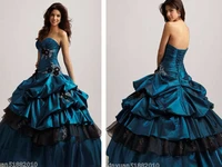 free shipping 2015 new design hot seller ball gown taffeta organza tiered sweetheart appliques flowers beading prom dresses