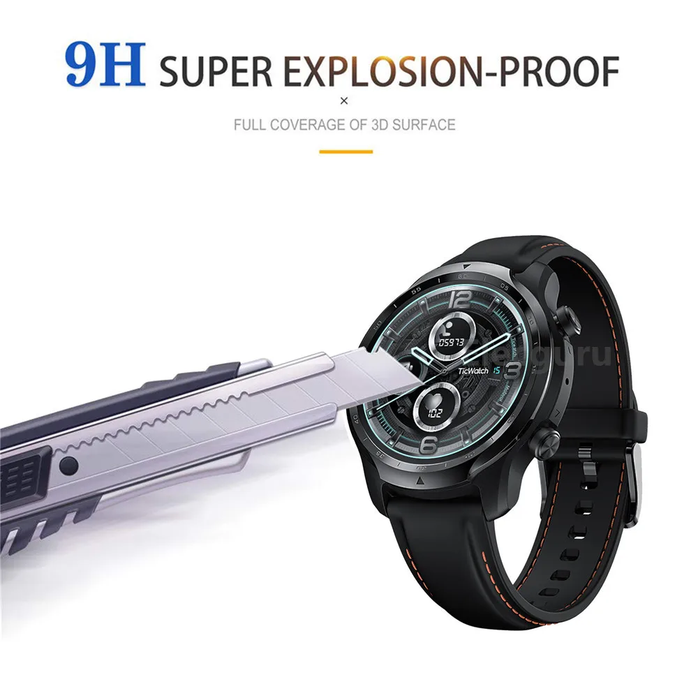 3 pack for ticwatch pro 3 gps smartwatch tempered glass screen protector 9h protective film scratch resistant anti shatter guard free global shipping