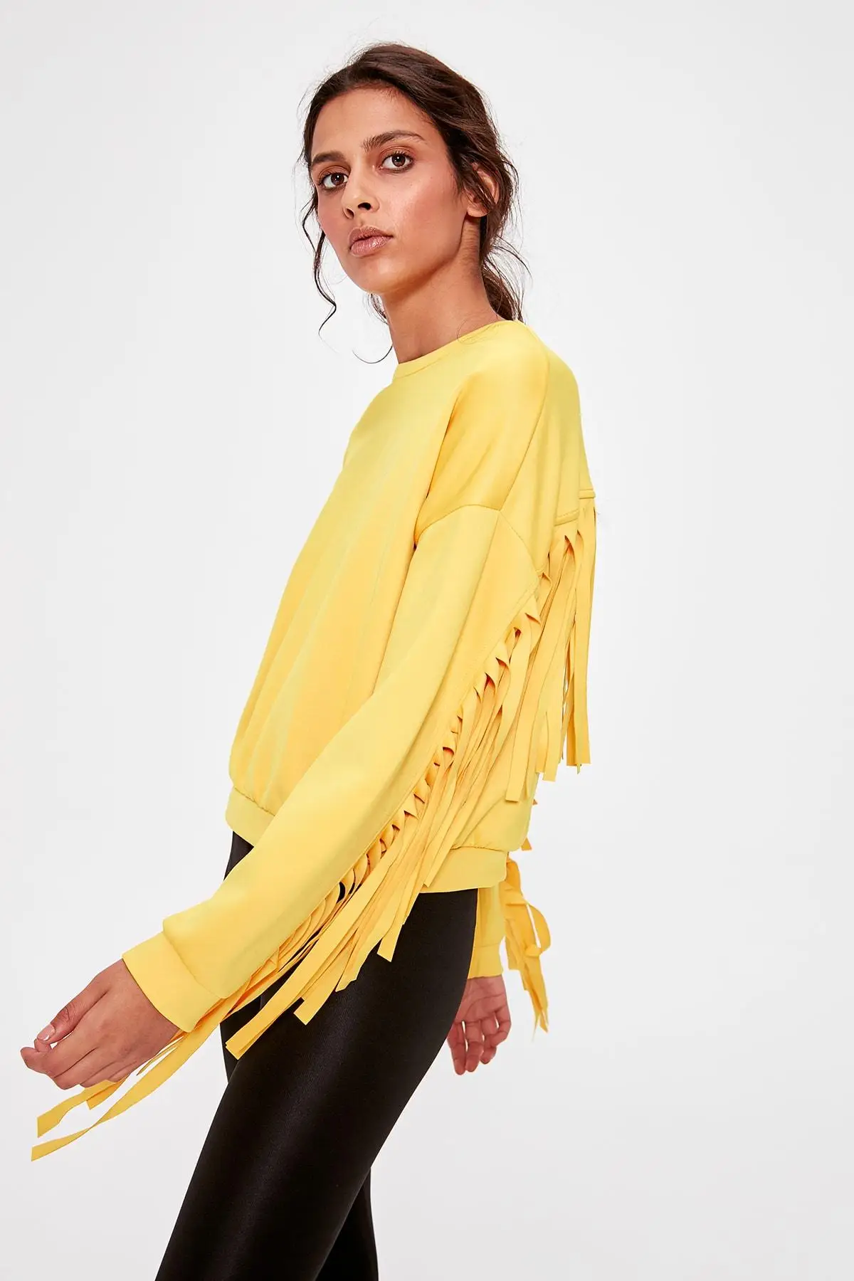 Трикотажная Толстовка Trendyol Yellow puskull】 TWOAW20SW0132