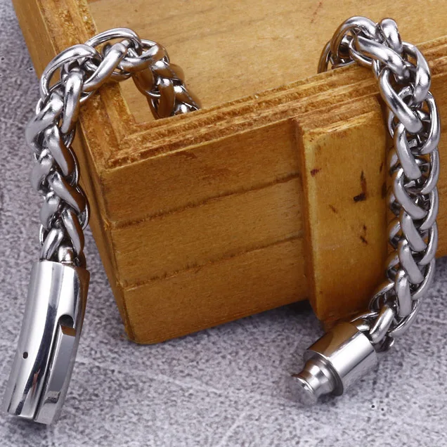 Silver Color 8 мм в ширину, нержавеющая сталь 316L, литая металлическая цепочка, мужские браслеты, винтажные мужские ювелирные аксессуары для мальчиков, браслет, подарки для мужчин - Окраска металла: Silver Color