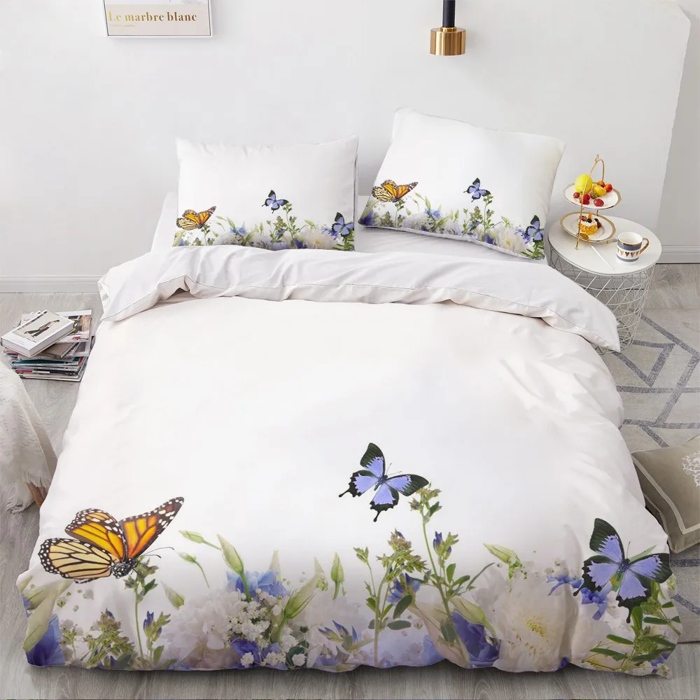 

Simple Duvet Cover Sets Custom Modern Comforther Cover White Pillow Covers 200*230cm Full Twin Double Size 3D Flower Bedding Set