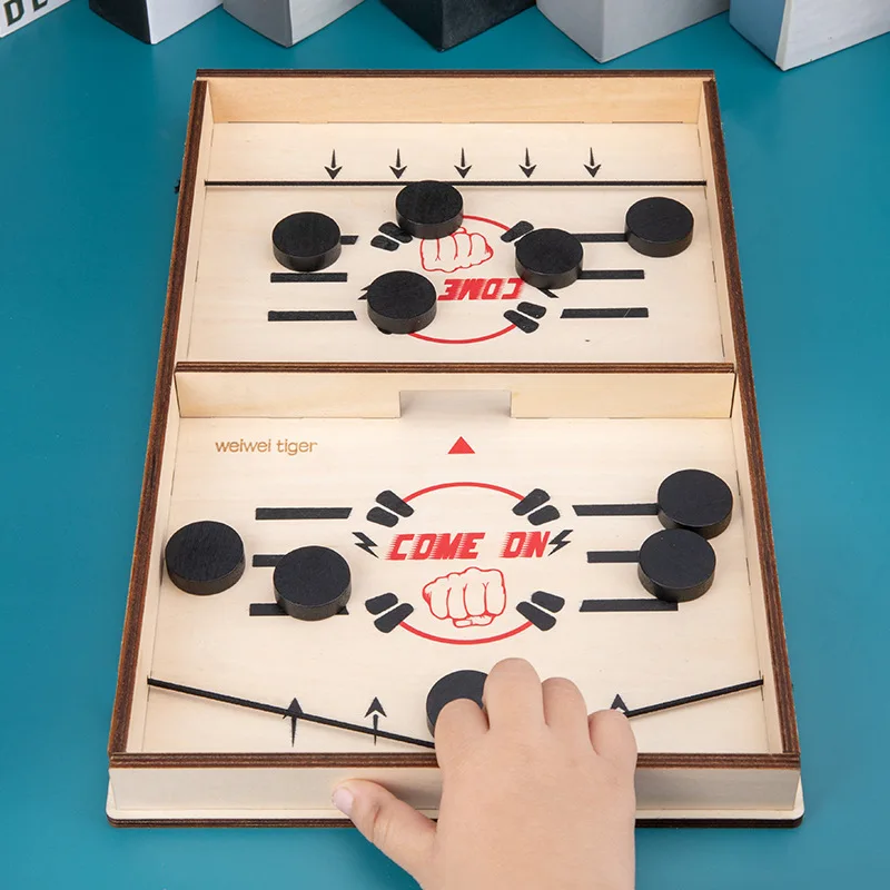 

Board-Game Fast Hockey Sling Puck Game Paced Sling Puck Winner Fun Toys Indoor Table Board Game Adults Wood Kids Toys Gifts