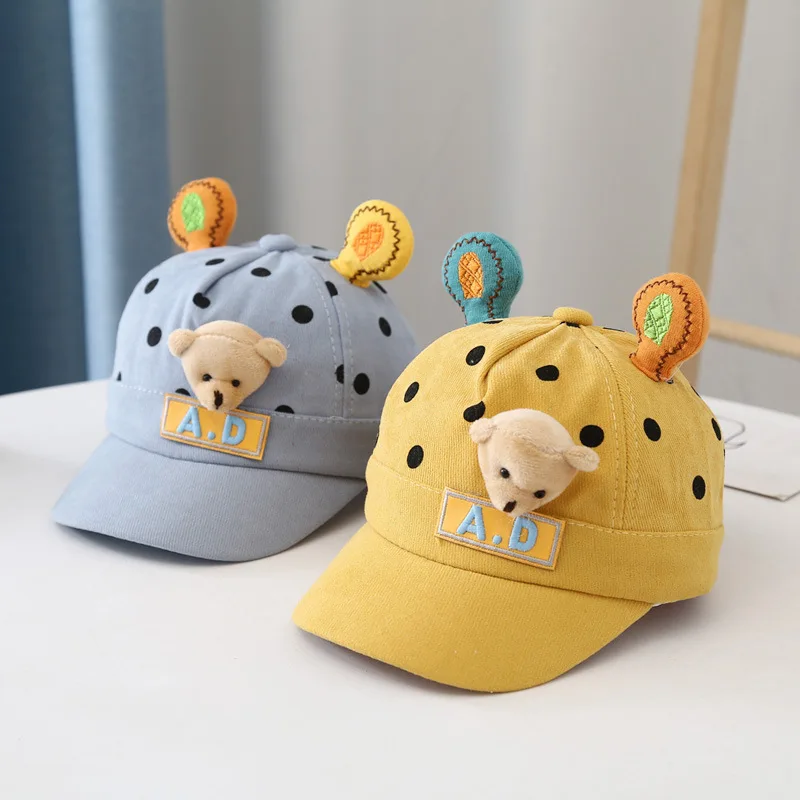 

Детская Солнцезащитная шапка с милыми ушками на осень и зиму бейсболка с мультяшным медведем для мальчиков и девочек детская Солнцезащитна...