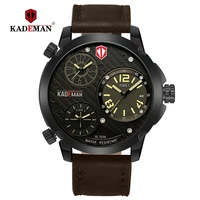 kademan mens watches waterproof sport wrist brand business leather luxury dials male multiple time zones relogio masculino