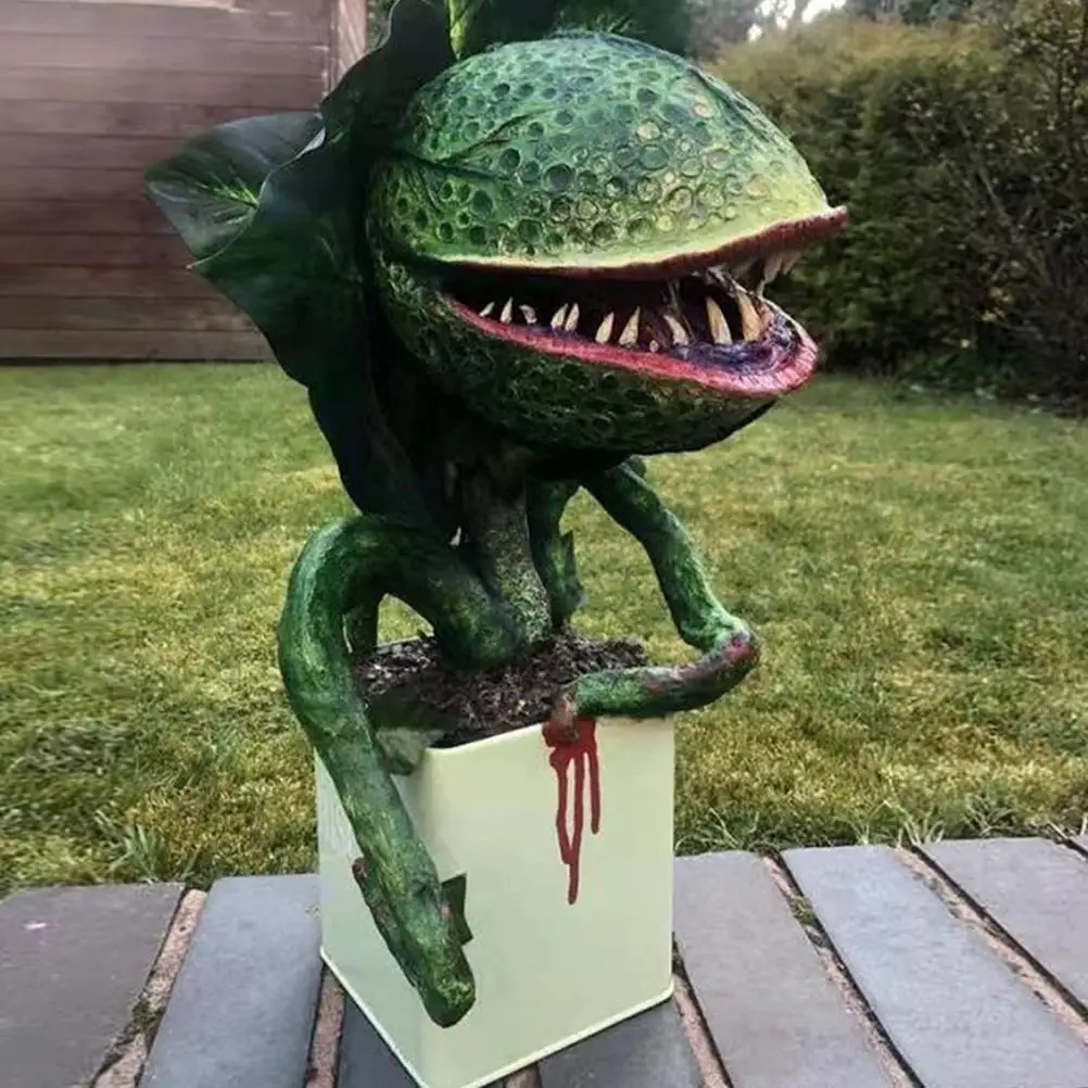 resin piranha plant statues flower decoration movie prop yard art ornaments garden halloween decoration jardineria home decor free global shipping