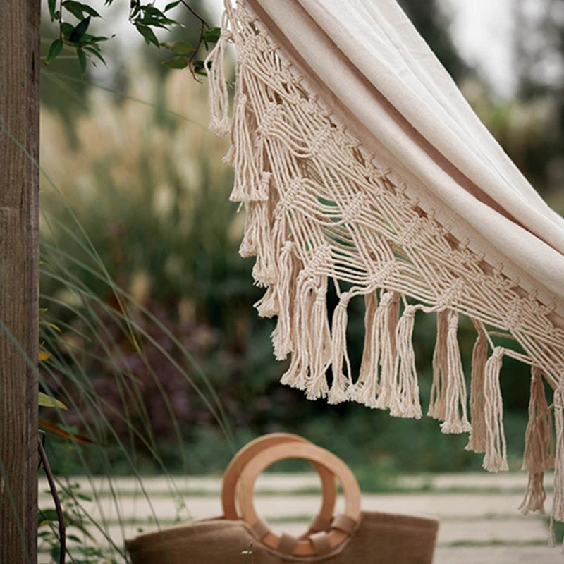 2 человека гамак Бохо большой бразильский макраме бахрома двойной люкс сетка