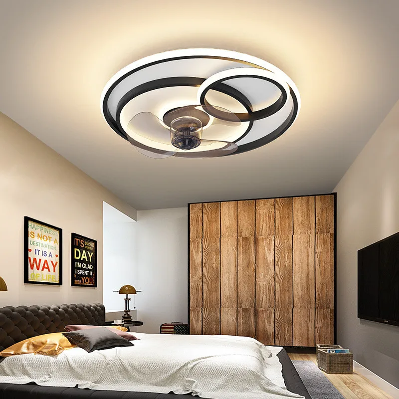 

Светодиодный потолочный вентилятор, 110 В/220 В, невидимый светильник для спальни с плавным затемнением, простой светильник для столовой, каби...
