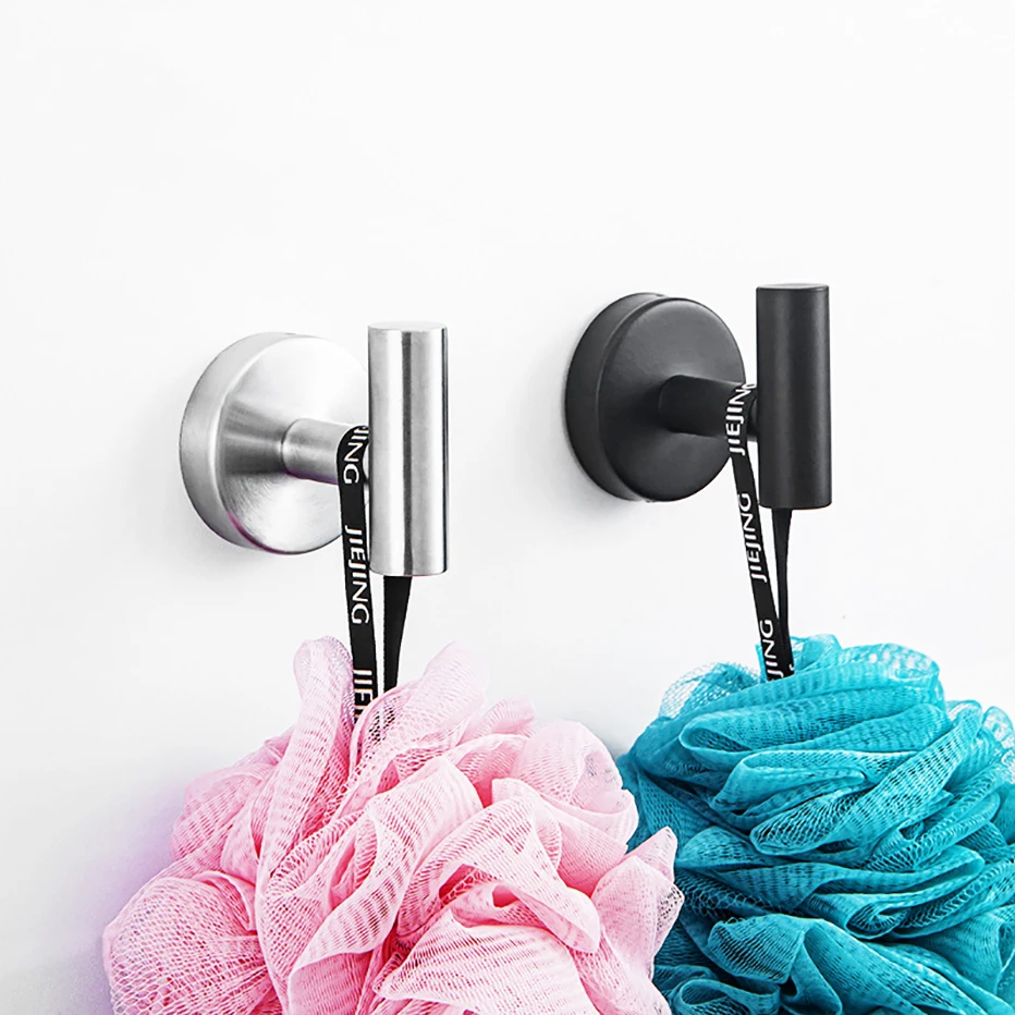 Wall Hook Stainless Steel Clothes Hanging Hooks Matte Black 3M Adhesive Key Towel Holder for Bathroom Kitchen | Дом и сад